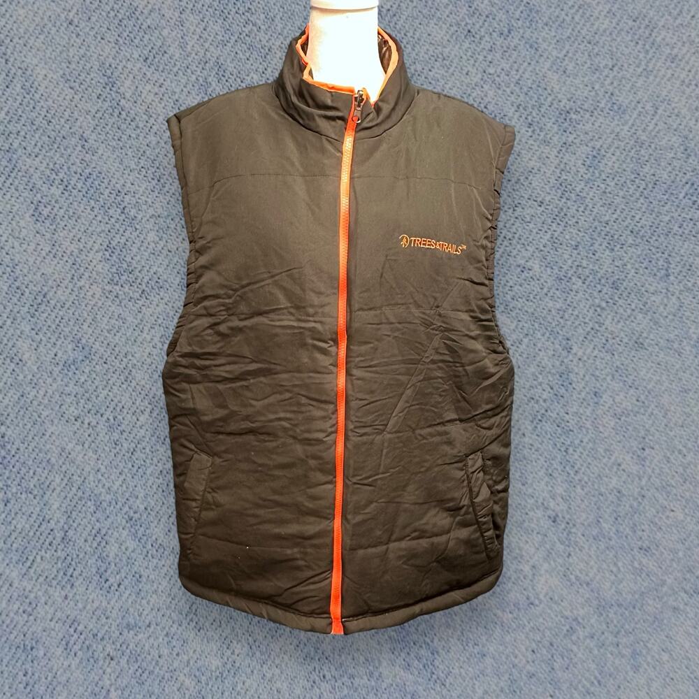 Trees & Trails Men’s Black Puffer Vest with Camo Lining - Size L